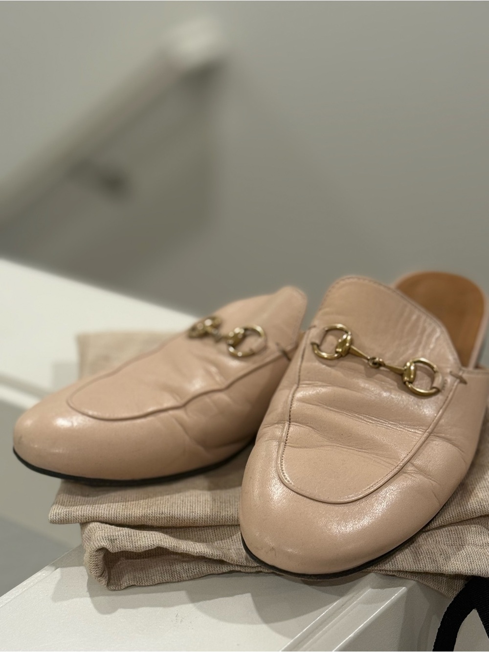 Gucci Peach Leather Backless Horsebit Loafers - Picture 9 of 9